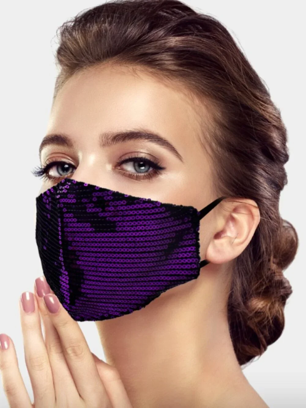 Purple Sequin Festival Face Mask NWT | Disco Rave Costume Adjustable